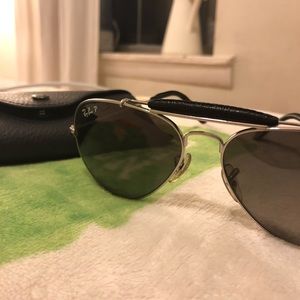 Ray Ban Aviator Outdoorsman Leather Sunglasses